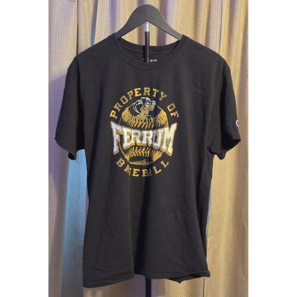 Champion Ferrum College Panthers Baseball Graphic T-Shirt Men's Size Large Black